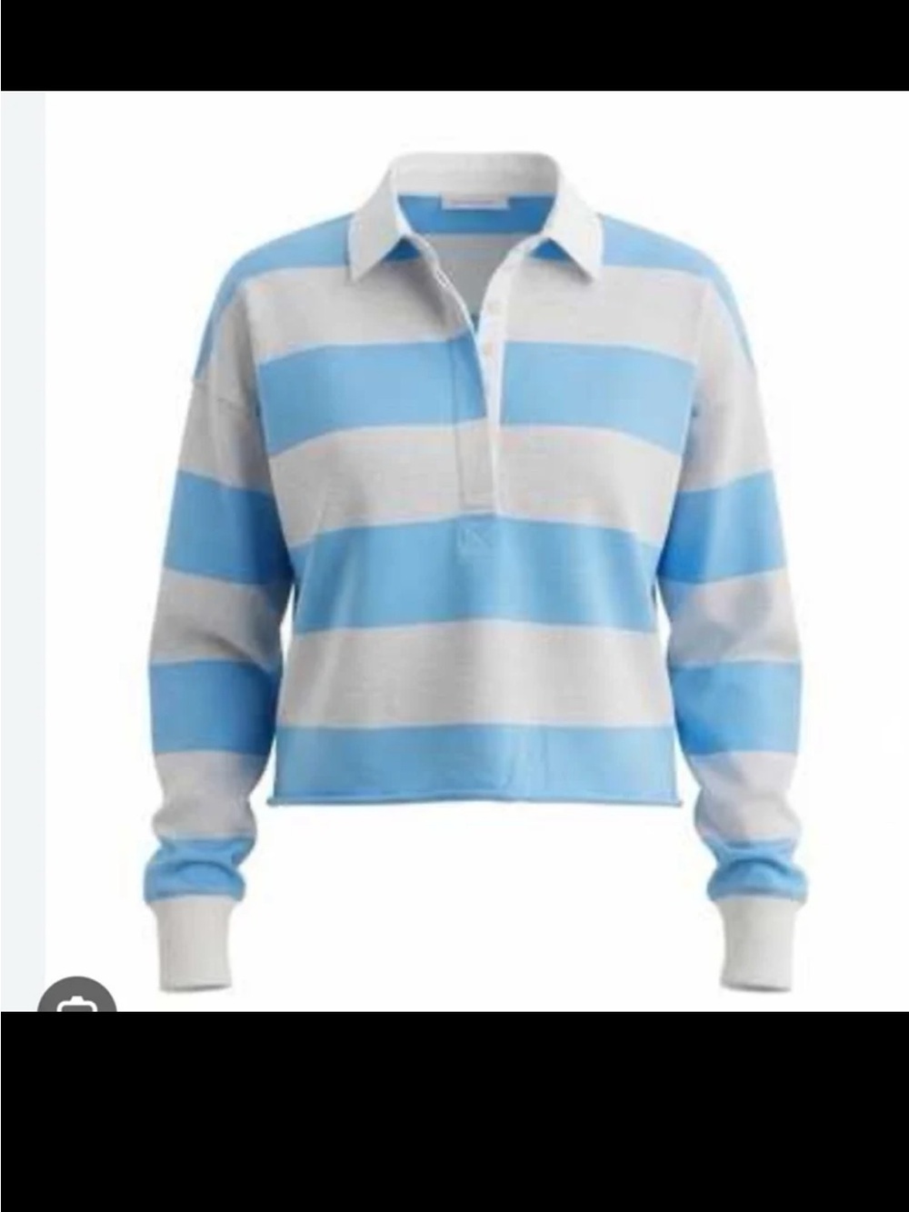 NWT Aerie Sporty Prep Rugby Polo in Blue and Grey Stripe size XL - Picture 2 of 12